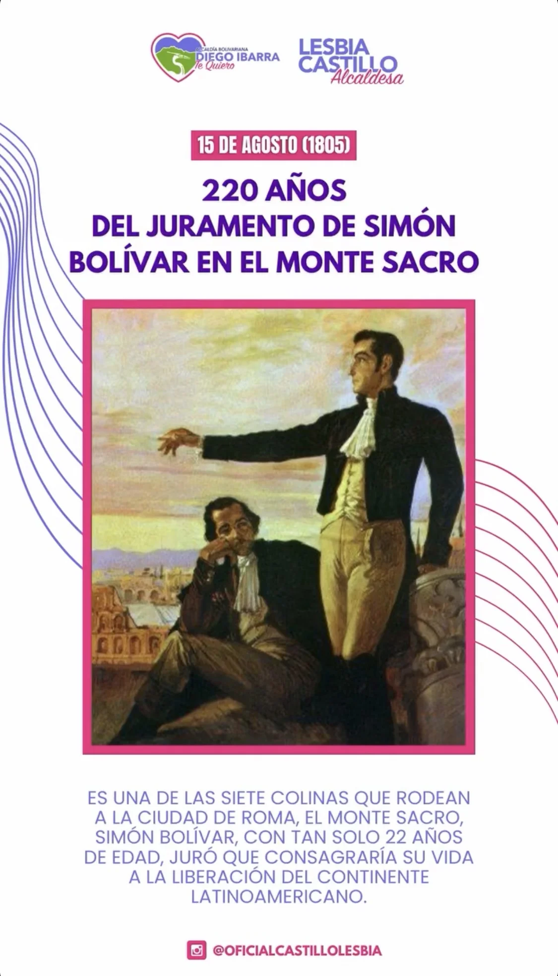 220 AÑOS DEL JURAMENTO DE SIMÓN BOLÍVAR EN EL MONTE SACRO