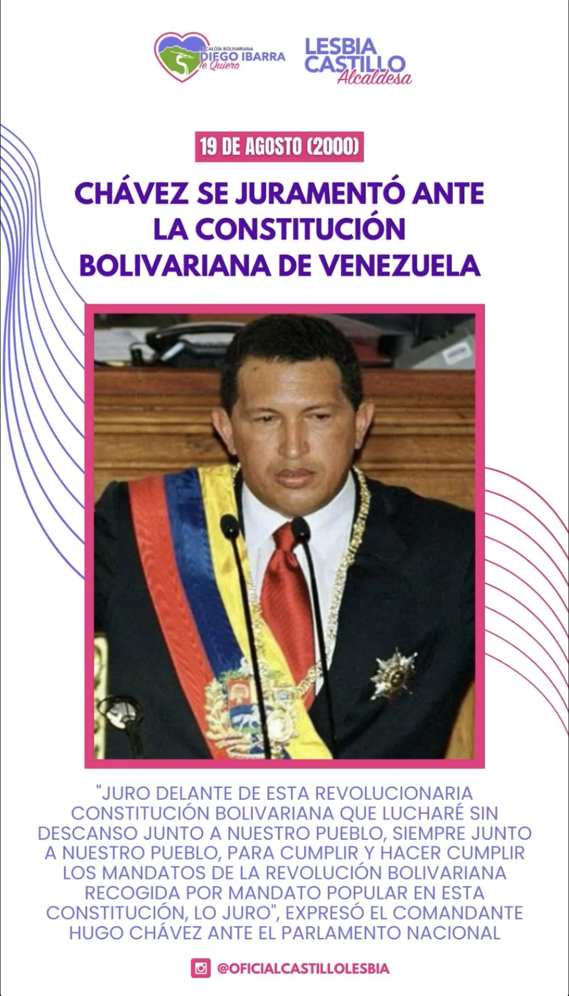 CHÁVEZ SE JURAMENTÓ ANTE LA CONSTITUCIÓN BOLIVARIANA DE VENEZUELA