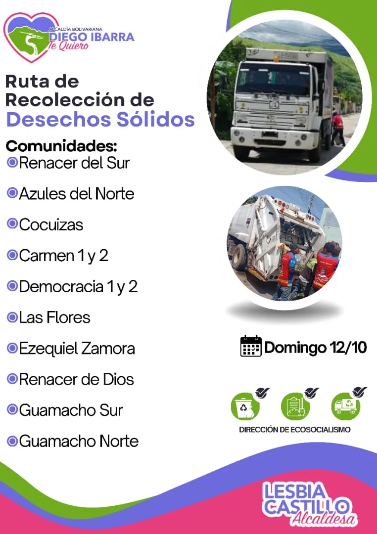 Ruta de recolección de desechos sólidos.  