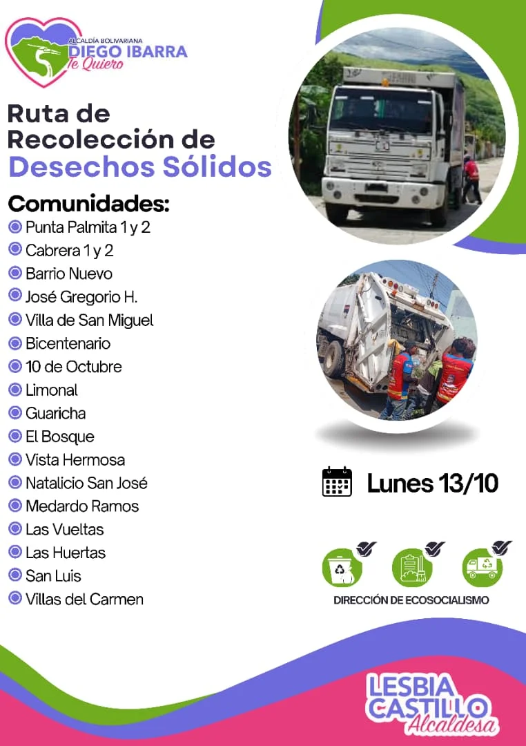 Ruta de recolección de desechos sólidos.  