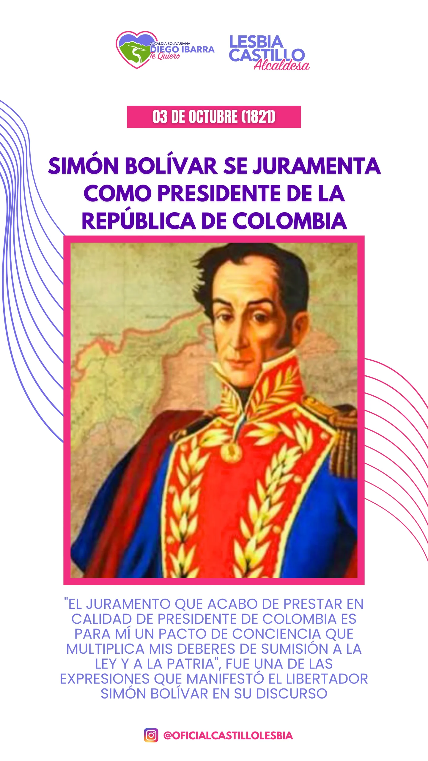 SÍMON BOLÍVAR SE JURAMENTA COMO PRESIDENTE DE LA REPÚBLICA DE COLOMBIA