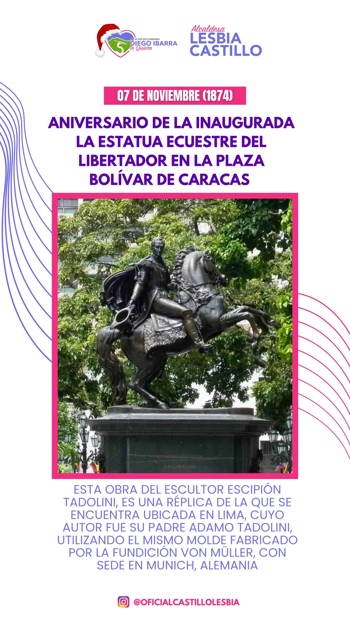 Aniversario de la inaugurada la estatua ecuestre del libertador en la plaza Bolívar de Caracas