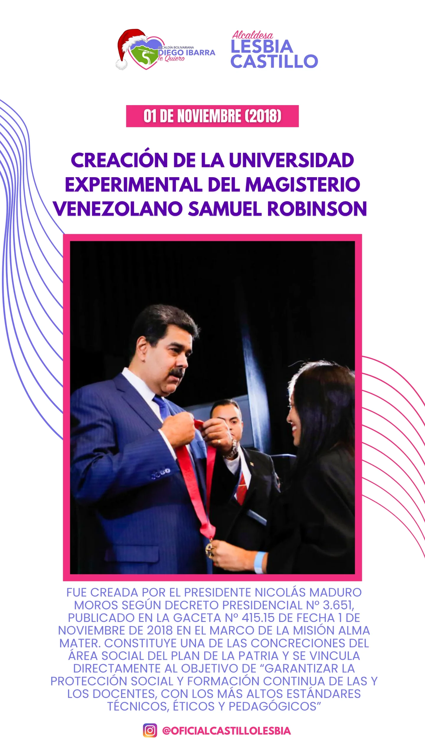 Creacíon de la Universidad Experimental del magisterio Venezolano Samuel Robinson