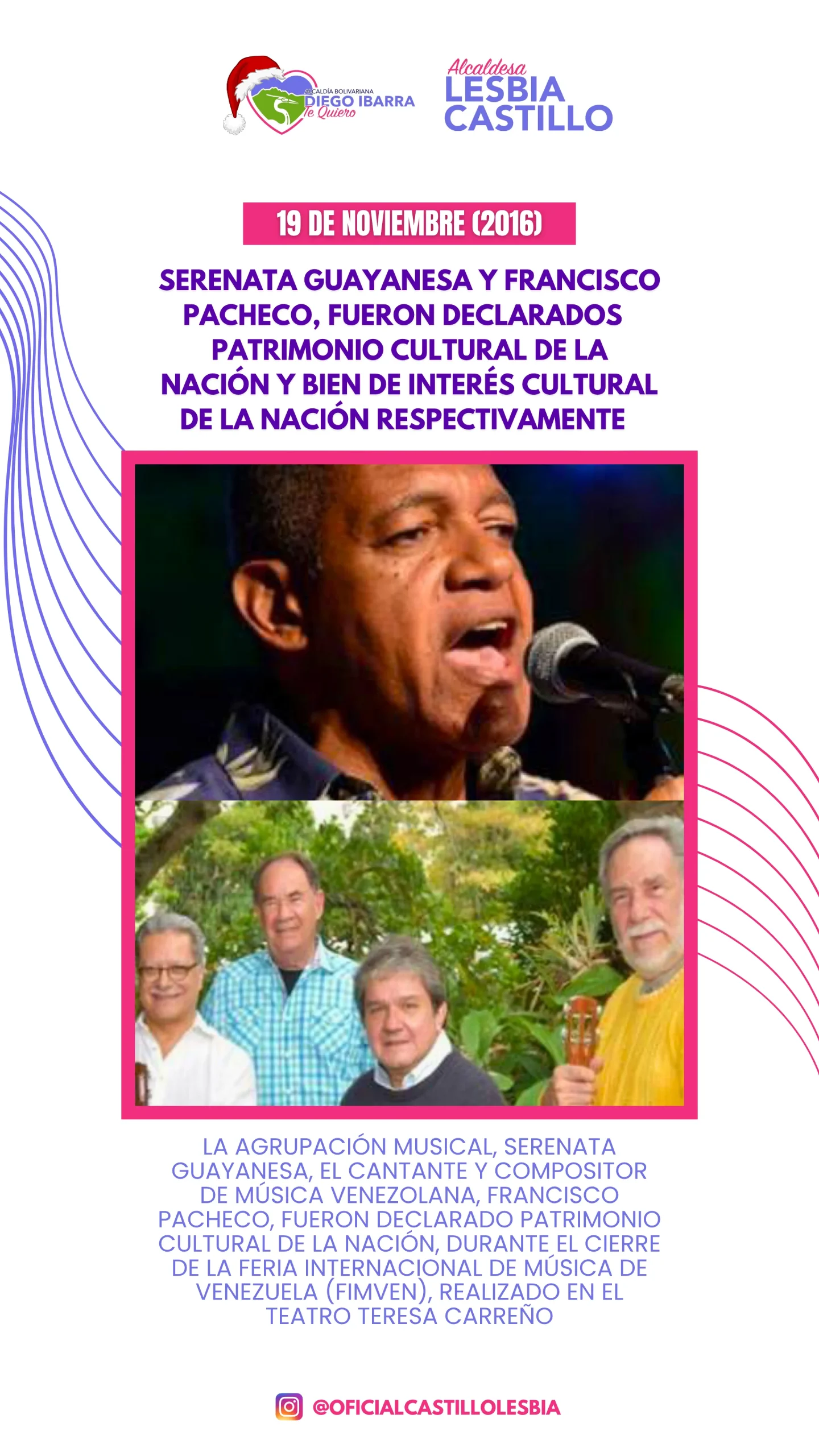 Serenata Guayanesa y Francisco Pacheco fueron declarados Patrimonio Cultural de la Nación respectivamente