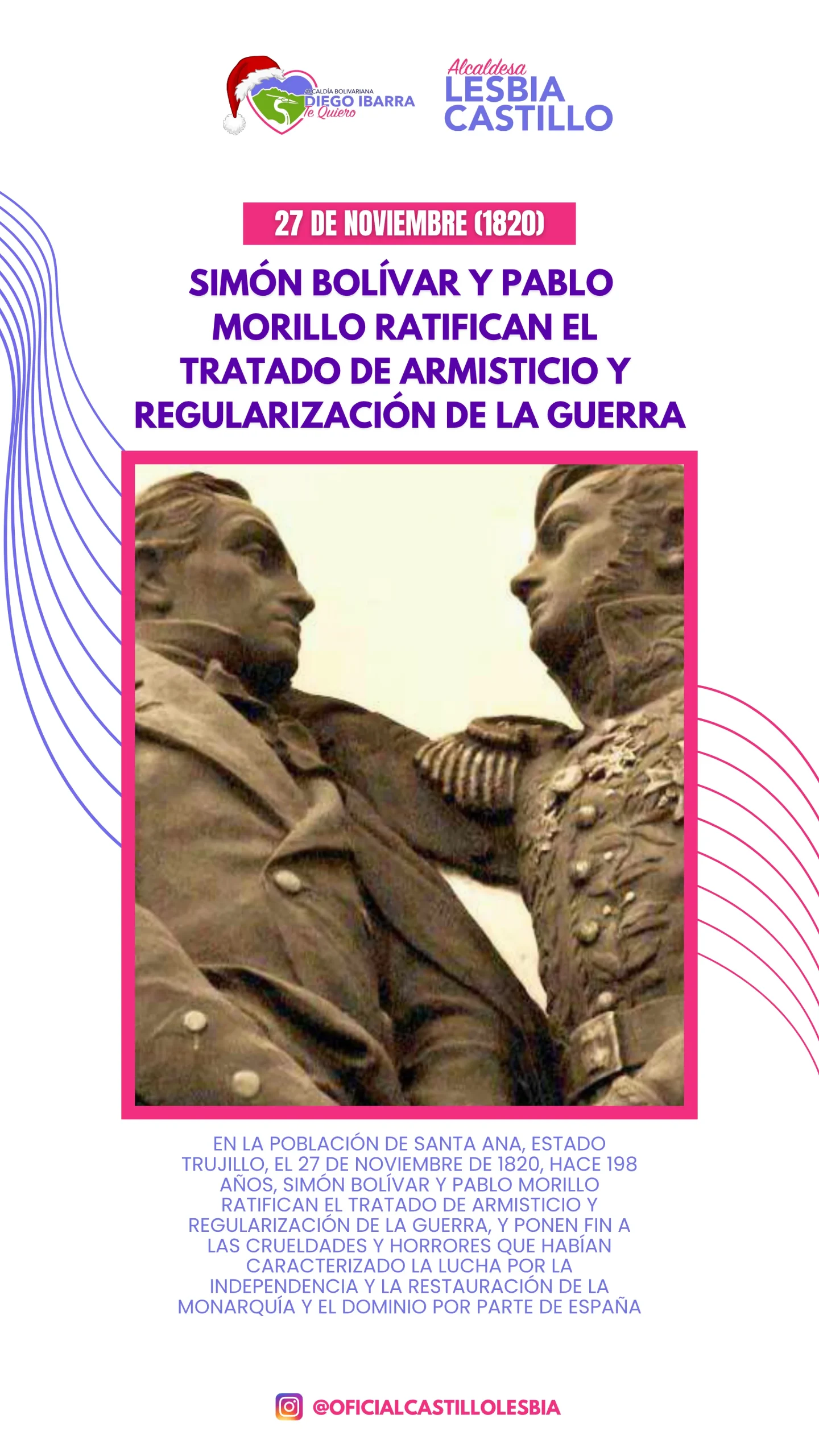 Simón Bolìvar y Pablo Morillo ratifican el tratado de armistico y regularización de la guerra